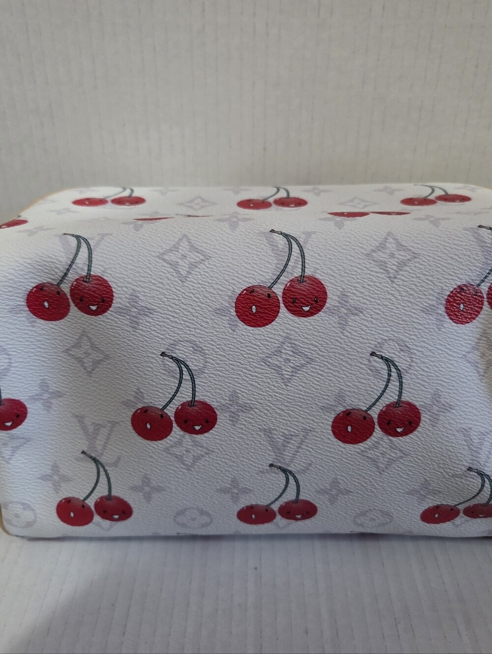 DISCOUNTED*** See Details. White Cherry Print Cosmetic Pouch - Picture 5 of 10